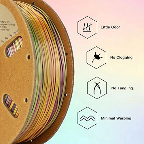 Нишка с нажежаема жичка ERYONE Metal блясъкът варира Silk Rainbow PLA 1,75 мм за 3D-принтер +/- 0,03 мм, 1 кг (2,2 кг)/Макара