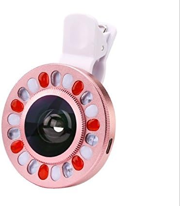 SZCHENGCI Selfie Flash 21 Светодиоден пръстен Заполняющий Светлина USB Зареждане 0.4 X Широкоъгълен Обектив, Съвместим с камера на смартфон (Розов)