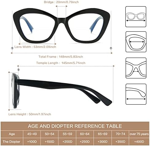 Дамски Бифокални очила за четене LKEYE, Дизайнерски очила за четене в рамки очила Котешко око, Очила в стил Опра, 2 опаковки 2,00 +, Модерни Правоъгълни Слънчеви очила за жени, ретро от 90-те години, годината на Реколтата,