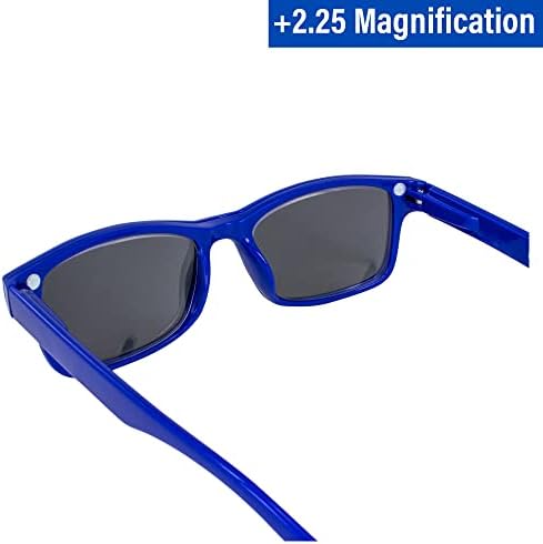 Очила за четене Global Vision + Синя дограма с увеличаване на 2,25, Прозрачни лещи и съответните поляризирани клипове