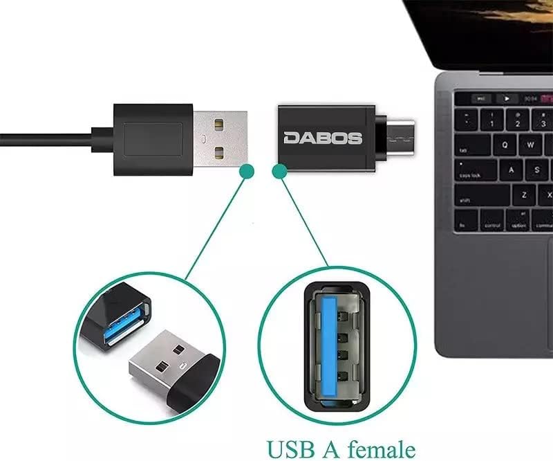 Адаптер DABOS USB-C (2 комплекта), USB C (мъжки) - USB 3.0 (женски) Адаптер за високоскоростен пренос на данни с USB C USB устройства тип C и Зарядни кабели - Комплект от 2