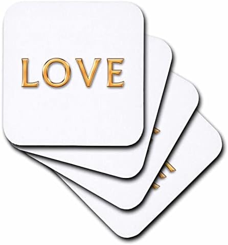 3 Начертайте жълто думата Love на бял фон. Положителен подарък - подложки (cst-365705-1)