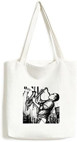 Джаз Музика Градинска Култура Илюстрира Мъкна Холщовая Bag Чанта За Пазаруване Ежедневна Чанта