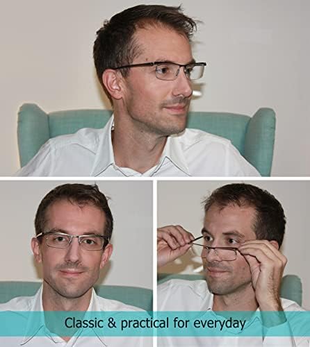 LUR 3 опаковки очила за четене в полукръгла рамка + 3 опаковки на метални очила за четене в полукръгла рамка (общо 6 двойки ридеров + 2,75)