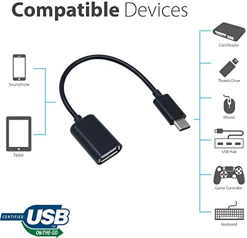 Адаптер за USB OTG-C 3.0, съвместим с вашия LG 15Z90Q-P. ADB9U1, осигурява бърз, доказан и многофункционално използване на функции като например клавиатури, флаш памети, мишки и т.н. (Черен)