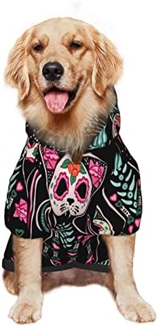 Hoody с качулка за по-големи кучета Ден на мъртвите Котки, Облекло за домашни любимци на Хелоуин, Пуловер с Шапка, Мека Облекло за котки, Палта X-Large