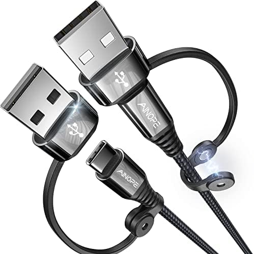 Кабел AINOPE USB C-USB C [60 W, 6 фута] Кабел за бързо зареждане тип C-C с Подвижна USB адаптер C-USB-кабел за бързо зареждане на USB C за iPad Pro Air Galaxy