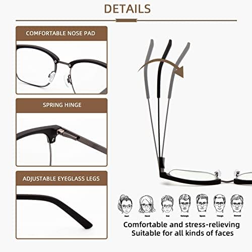 Мъжки прогресивни очила за четене Amorays, Метална дограма с пружинным тръба на шарнирна връзка, мъжки слънчеви очила със синя светлина, 0-25 градуса отгоре
