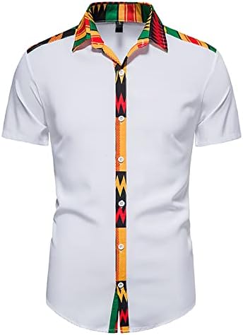 WENKOMG1 Тениски с Къс Ръкав за Мъже, Пролетно-Летни Ризи, широки Ризи С Африканските Принтом, Ежедневни Градинска Hoody L0324