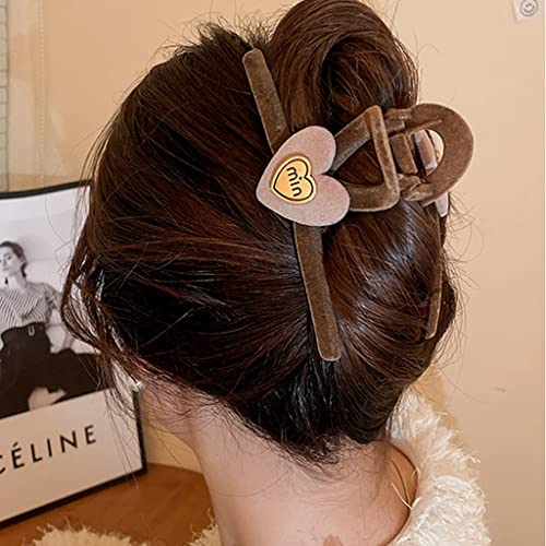 YFQHDD Флокированная любовна шнола за коса дамски пролетно-лятна шнола за коса корейски елегантен темпераментна скоба с акула аксесоари за коса шапки (Цвят: D)