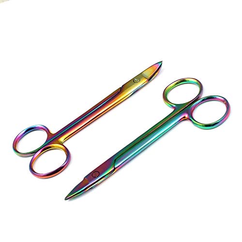 LAJA ВНАСЯ Комплект от 2 Цветни Титанови ножица Rainbow Crown 4,5 от преки и извити неръждаема стомана