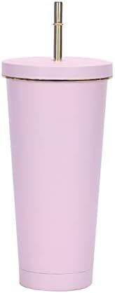 OFEIS Термос-чаша със сламен капак Множество бутилка за вода от Неръждаема стомана за приготвяне на студен чай е Преносима пътна чаша с соломинкой Classic Series 25 унции (Phnom Penh Pink-25 грама), изолирано бутилка