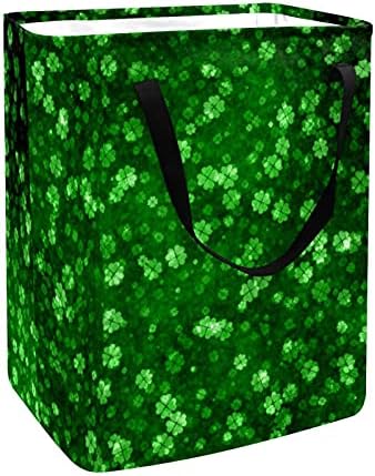 Кошница за дрехи със Зелени Листа от Детелина, по-Голямата Тъканно Чанта-Органайзер, Сгъваема Кошница за Дрехи с Дръжки
