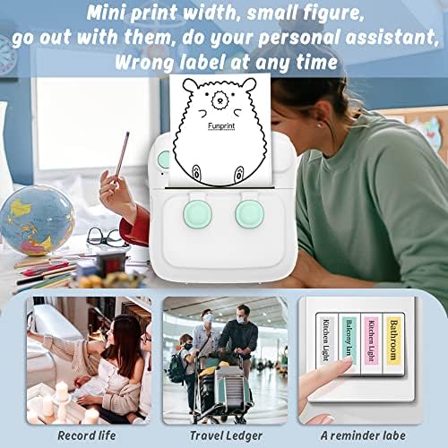 Преносим принтер за етикети Tshiwort - Mini Instant печат на персонализирани етикети, Безжичен принтер на етикети Bluetooth за офиса, Дома, Джобен Термопринтер, Съвместим с iPhone / Android (син)