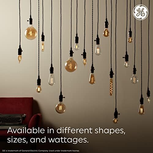 Led Лампа на GE Lighting в Ретро Стил, Еквалайзер 40 W, Кехлибар Стъкло, Топла Светлина на Свещи, Декоративна Лампа за Средна Основа
