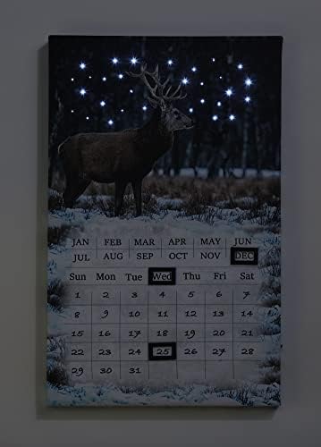 Коледна led Годишен Календар Giftcraft 682005 с Магнитни Маркери, Елени, 19,68 инча, Древесноволокнистая плоча със средна плътност и платно
