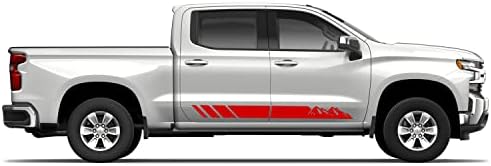 Vinyl стикер Bubbles Дизайни под формата на планински ленти, съвместима с Chevrolet Silverado 2014-до Момента (ЧЕРВЕН)