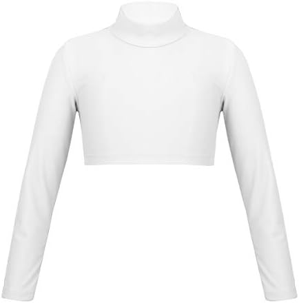 ACSUSS/ Съкратен Блузи За момичета, Тениска с дълъг ръкав от чист материал, Риза с висока воротом, Основи на Балетна Гимнастика, Танцови