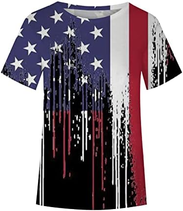 Дамски Летни Блузи 2023, Елегантни Ежедневни Тениски на 4 юли, Тениска с къс ръкав и кръгло деколте, американски Флаг, Графични Свободни Сладък Тениски