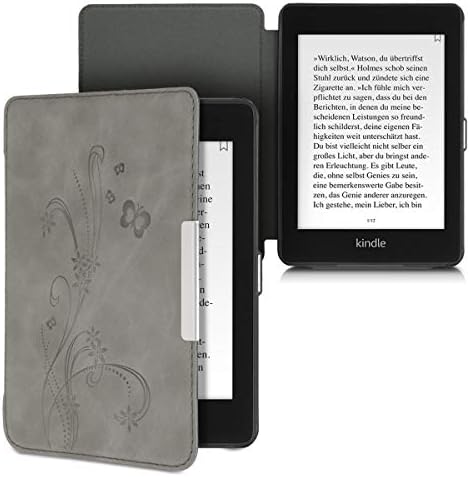 корпус kwmobile е съвместим с Kindle Paperwhite (10. Генерал - 2018) - Калъф за четец на електронни книги Case - Butterfly Tendril Grey