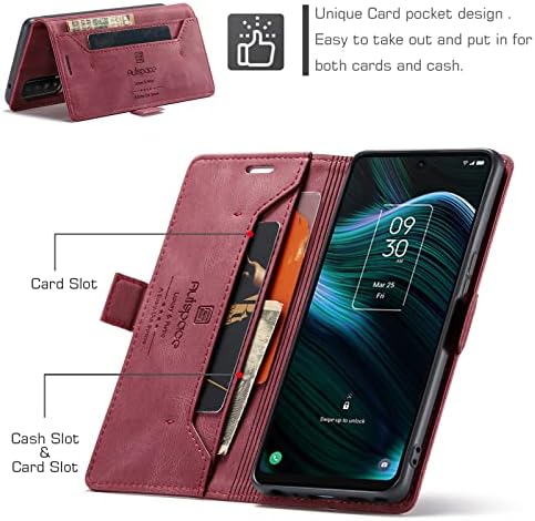 Чанта-портфейл Hongxinyu HXY за TCL Stylus 5G 2022, Флип калъф от изкуствена кожа с магнитна защита, Държачи за карти, RFID-Принудителна Поставка, устойчив на удари Защитен калъф за