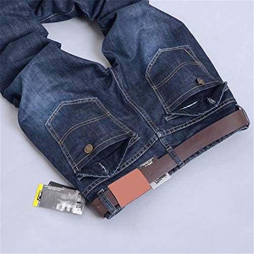 Andongnywell Мъжки дънки директно намаляване, приталенные ежедневни тънки дънкови панталони големи размери, панталони с джоб с цип