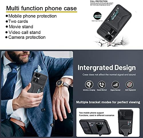 чанта-портфейл teroxa, Съвместим с Samsung Galaxy A54 5G, с картодържателя, Сгъваема стойка [Заключване на RFID], Плъзгащ се капак За защита на вашия фотоапарат (черен)