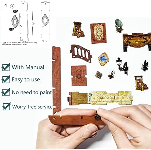 Комплект за книжен Кът, Мини Комплект за Книжен Ъгъл със собствените си ръце, части за рафтове, 3D Дървена Пъзел Декор за Книжен Ъгъл, Алея с led подсветка, Занаяти за в?