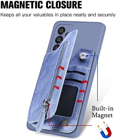 Ysnzaq Чанта-портфейл с цип с държач за карти за Samsung Galaxy в а23, от Изкуствена кожа, Сгъваем Портфейл с магнитна стойка, флип-надолу Капак за Samsung Galaxy в а23 SDLL Blue