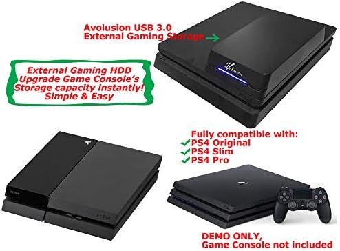 Avolusion HDDGear Pro 2 TB (2000 GB) 7200 об/мин 64 MB Кеш-памет USB 3.0 Външен слот твърд диск (предназначен за PS4 Pro, деликатен, оригинален) - Гаранция 2 години
