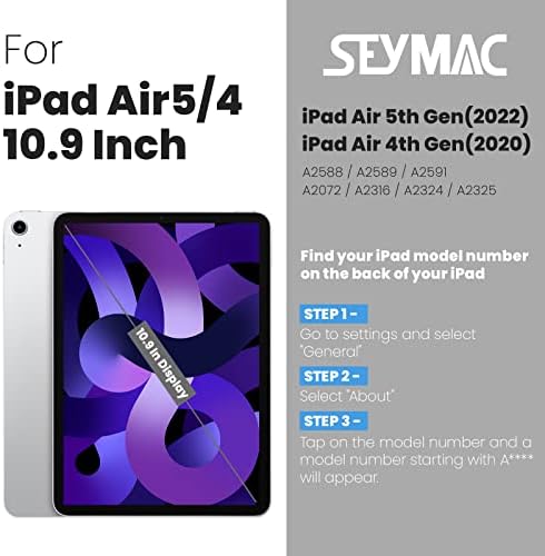 SEYMAC iPad Air 5/4-то поколение 10,9 инча 2022/2020, magnetic устойчив на удари калъф с функция за автоматично изключване, Стабилна поставка/слот за карти с памет (с поддръжка на 2-ри безжичното зареждане Молив) за