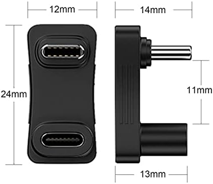 AreMe USB Адаптер C с наклон под ъгъл 180 градуса, 2 комплекта, U-образна форма на USB-C за мъже и USB-C за жени, 10 Gbit/s, PD 100 Вата, съвместим с парна трибуна, ключ, лаптопа, таблета, телефона и други устройства