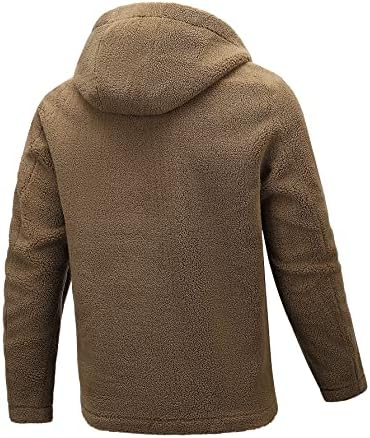 Якета за мъже - Мъжко палто с качулка и наклонени джобове с цип (Цвят: Кофейно-кафяво, Размер: Малък)