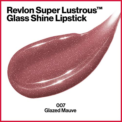 Червило на Revlon Super Lustrous Glass Shine Lipstick, цвят устни High Shine с увлажняющей кремообразна формула, обогатен с хиалуронова киселина, алое вера и розов кварц, 007 Glazed Mauve, 0,15 грама