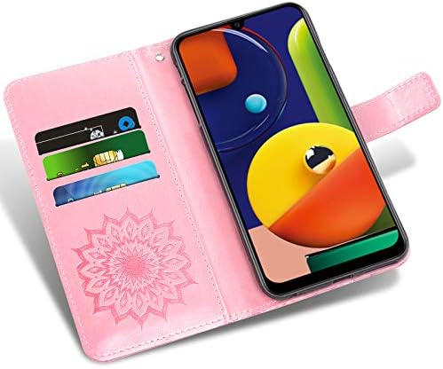 Калъф за телефон Samsung Galaxy A50, Седалките-портфейли с Предпазно фолио от Закалено Стъкло, Кожена Магнитна флип-надолу Капака, Държач за карти, Чиния, Аксесоари за мобил