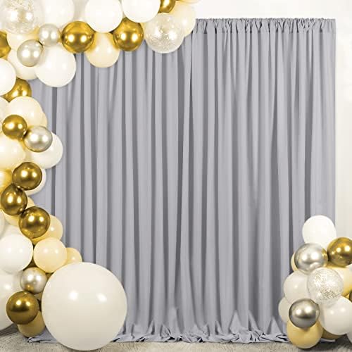 Грей сватбен фон, завеса, 10 фута x 8 фута, полиестер фон, завеси за булчински душ, украса за фотосесия на рожден ден, парти