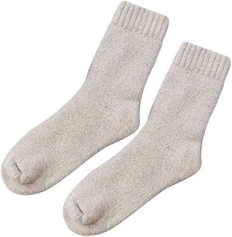 lcepcy Топли Чорапи за Мъже, Зимни Минерални Флисовые Чорапи, Меки Удобни Чорапи до средата на Прасците, Ежедневни Обикновена Вълнени Чорапи Светло Сив Цвят